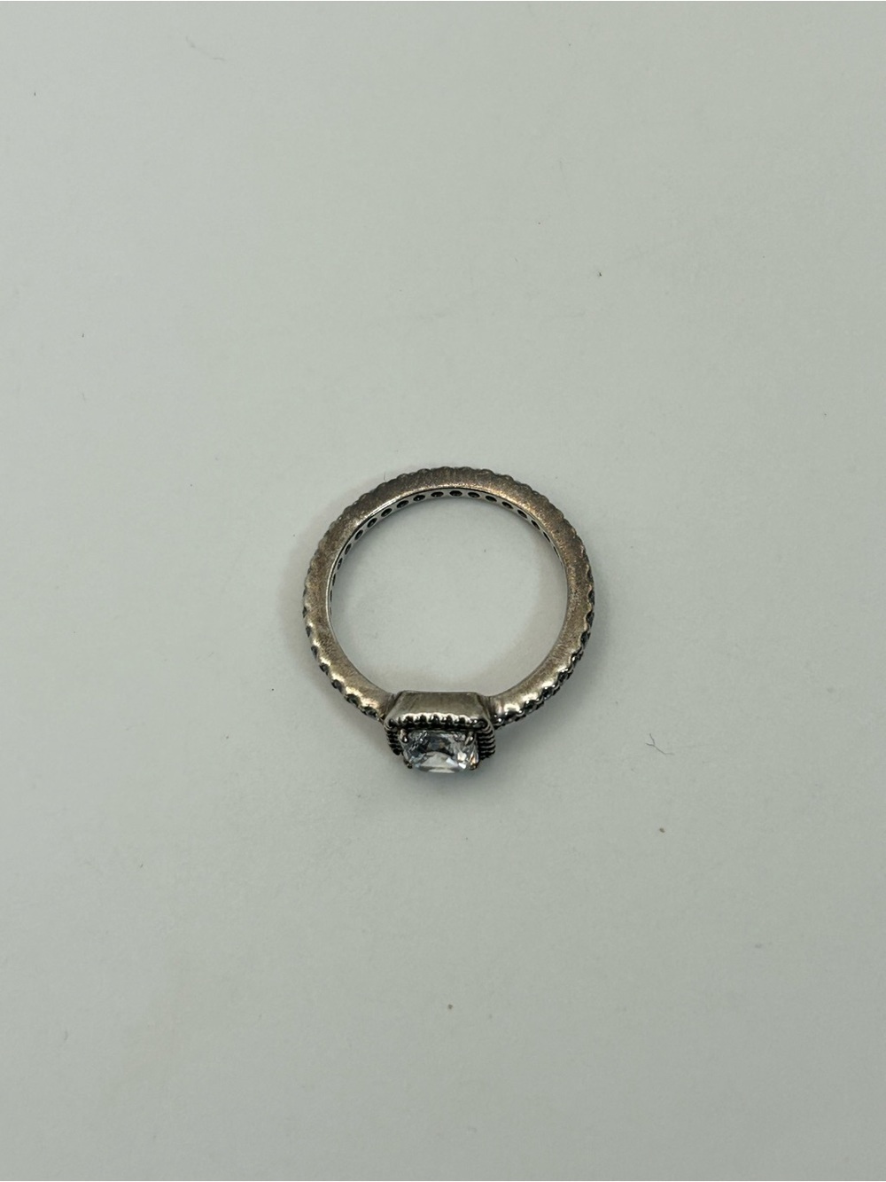 Pandora Sterling Silver Sparkle Halo Square Ring Size 7.5 Stamped S925 ALE 56 - Picture 6 of 11